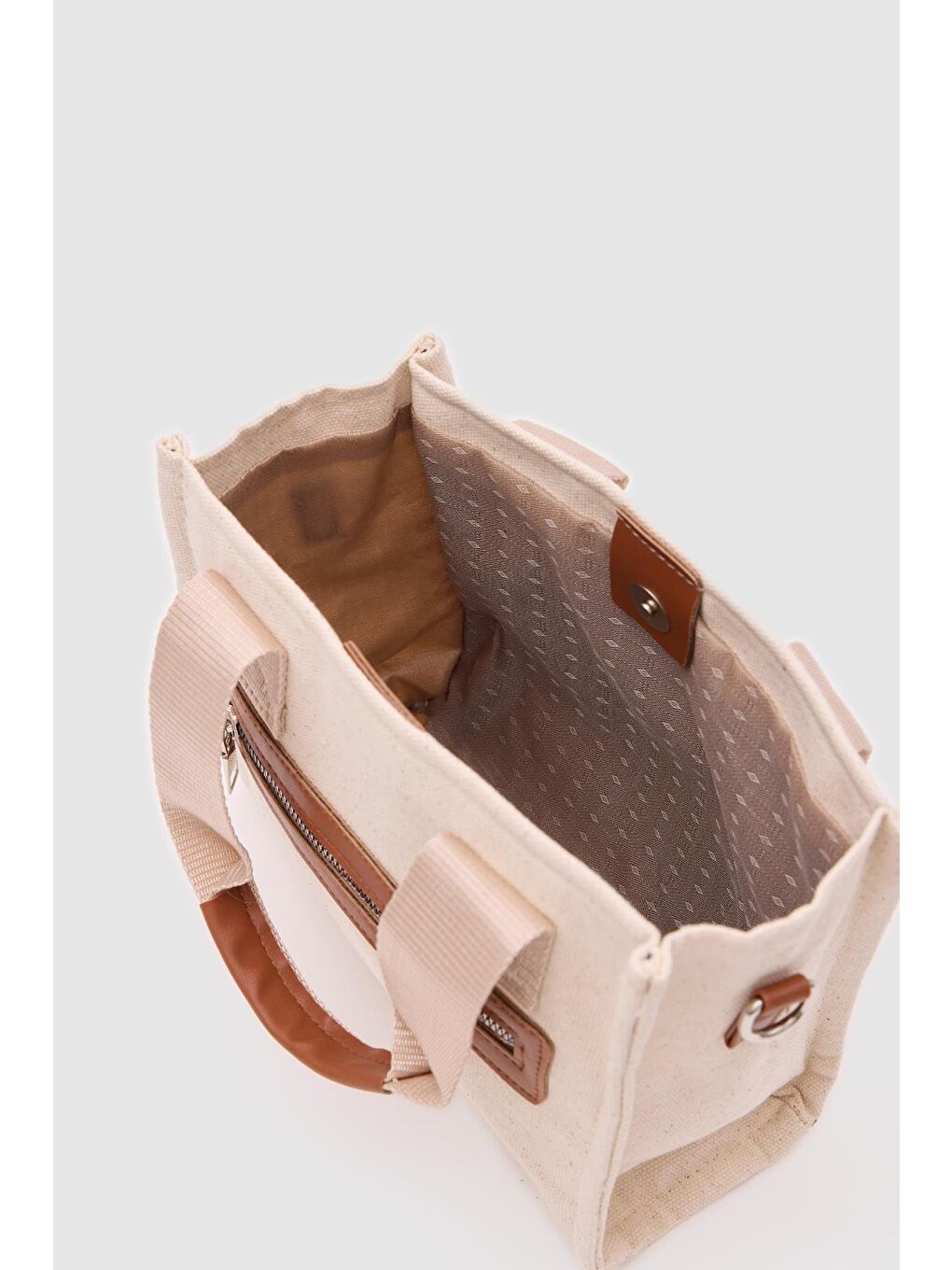 Kahverengi Jade Garnili Kanvas Çapraz Çanta Taba-2