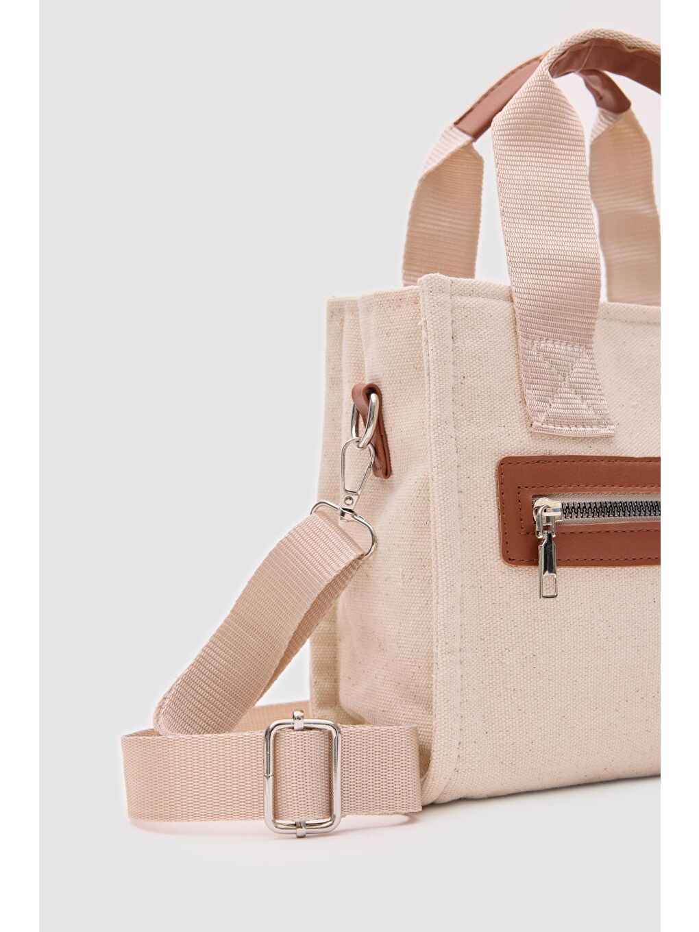 Kahverengi Jade Garnili Kanvas Çapraz Çanta Taba-3