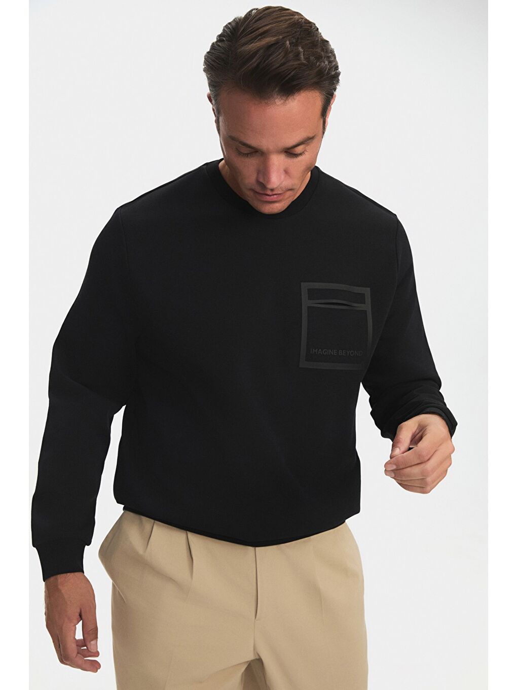 Siyah Erkek Regular Fit Sweatshirt-2