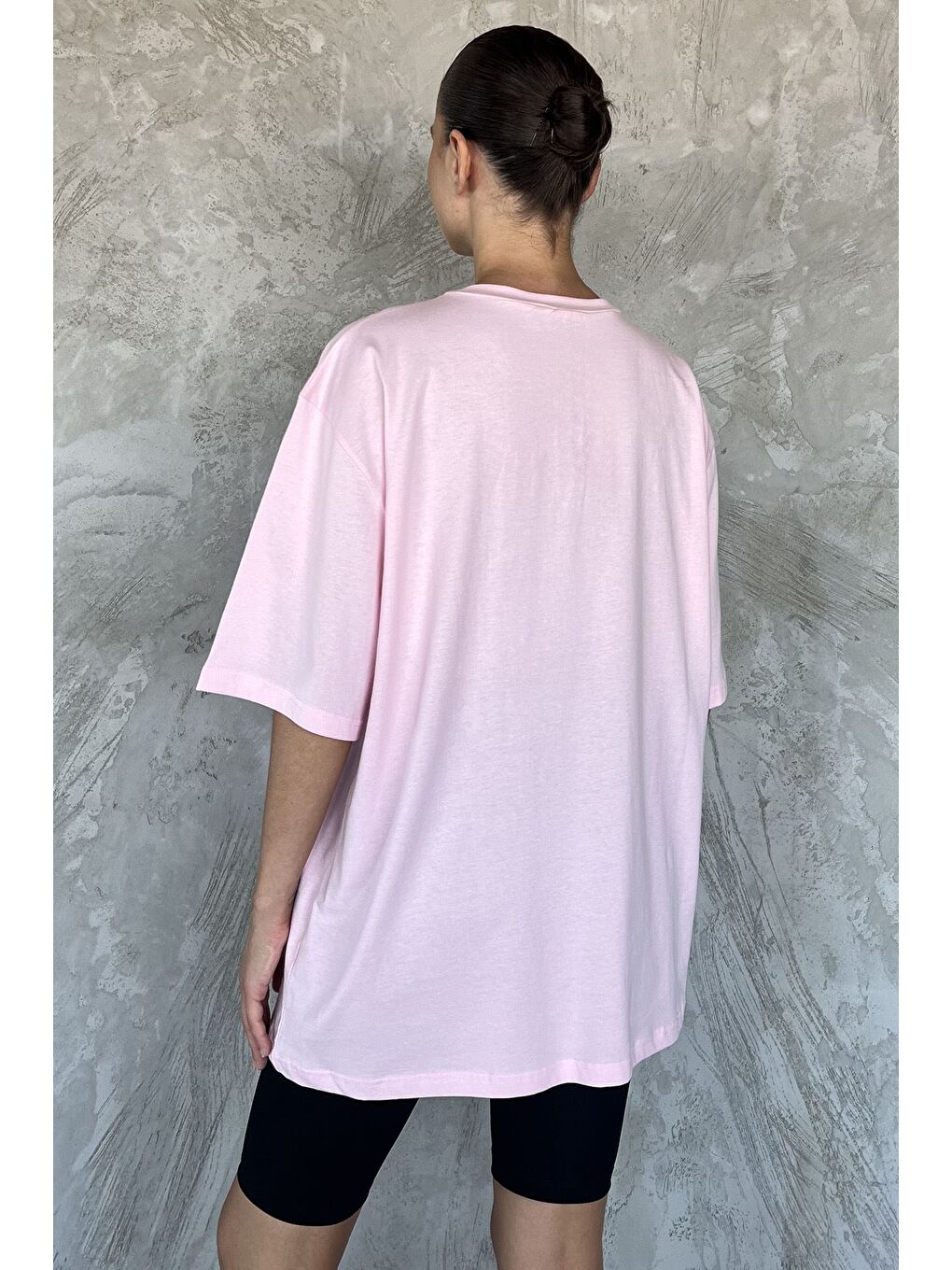 Pembe Basic Salaş Kadın Tişört-2