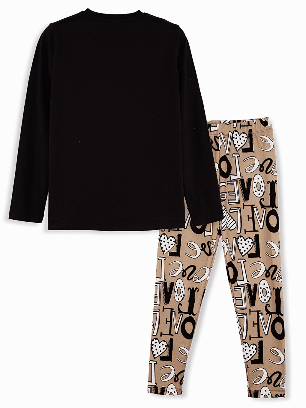 Siyah Love Kız Çocuk T-Shirt Tayt Takım-3