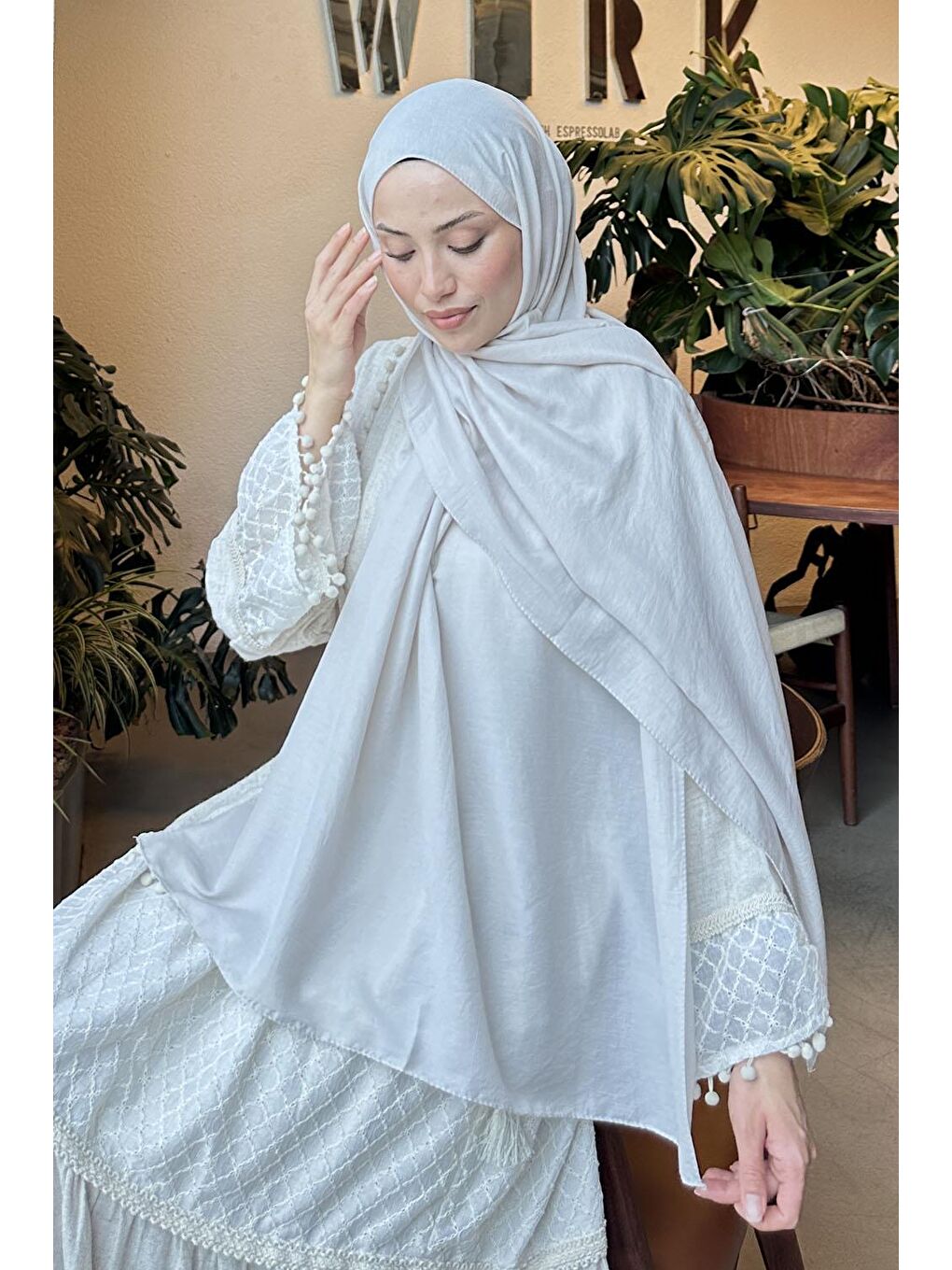 Bej Comfort Pamuk Şal Taş-2