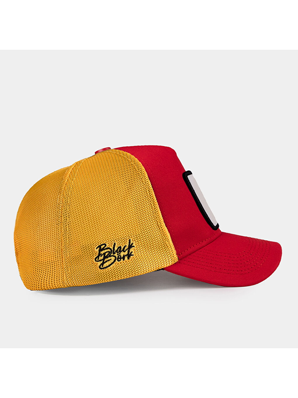 Beyaz V1 Trucker Aslan- 10BS Kod Logolu Unisex Kırmızı - Sarı Fileli Şapka (Cap)-1