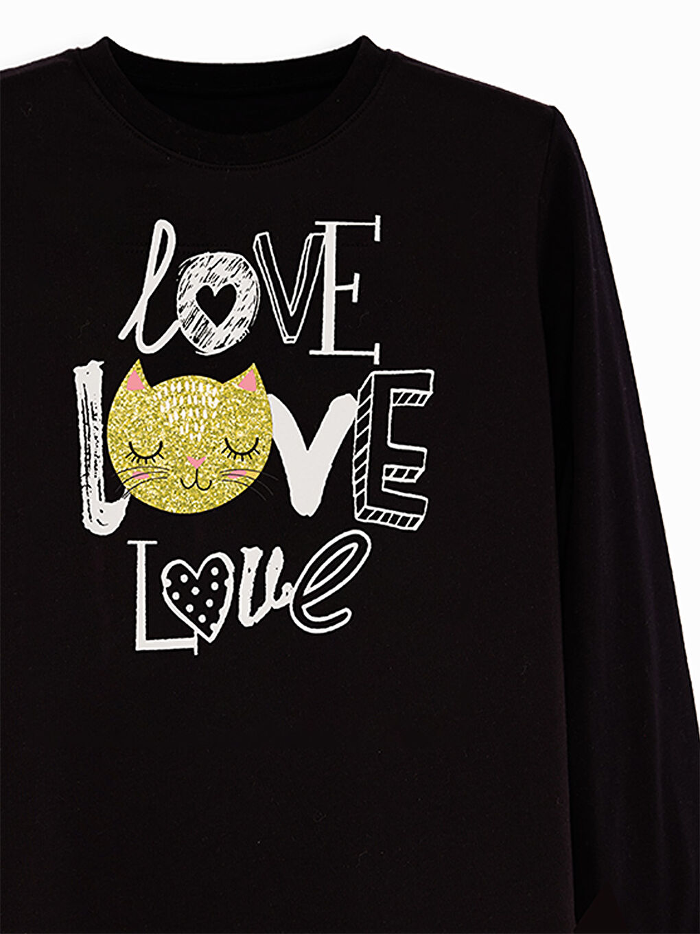 Siyah Love Kız Çocuk T-Shirt Tayt Takım-4