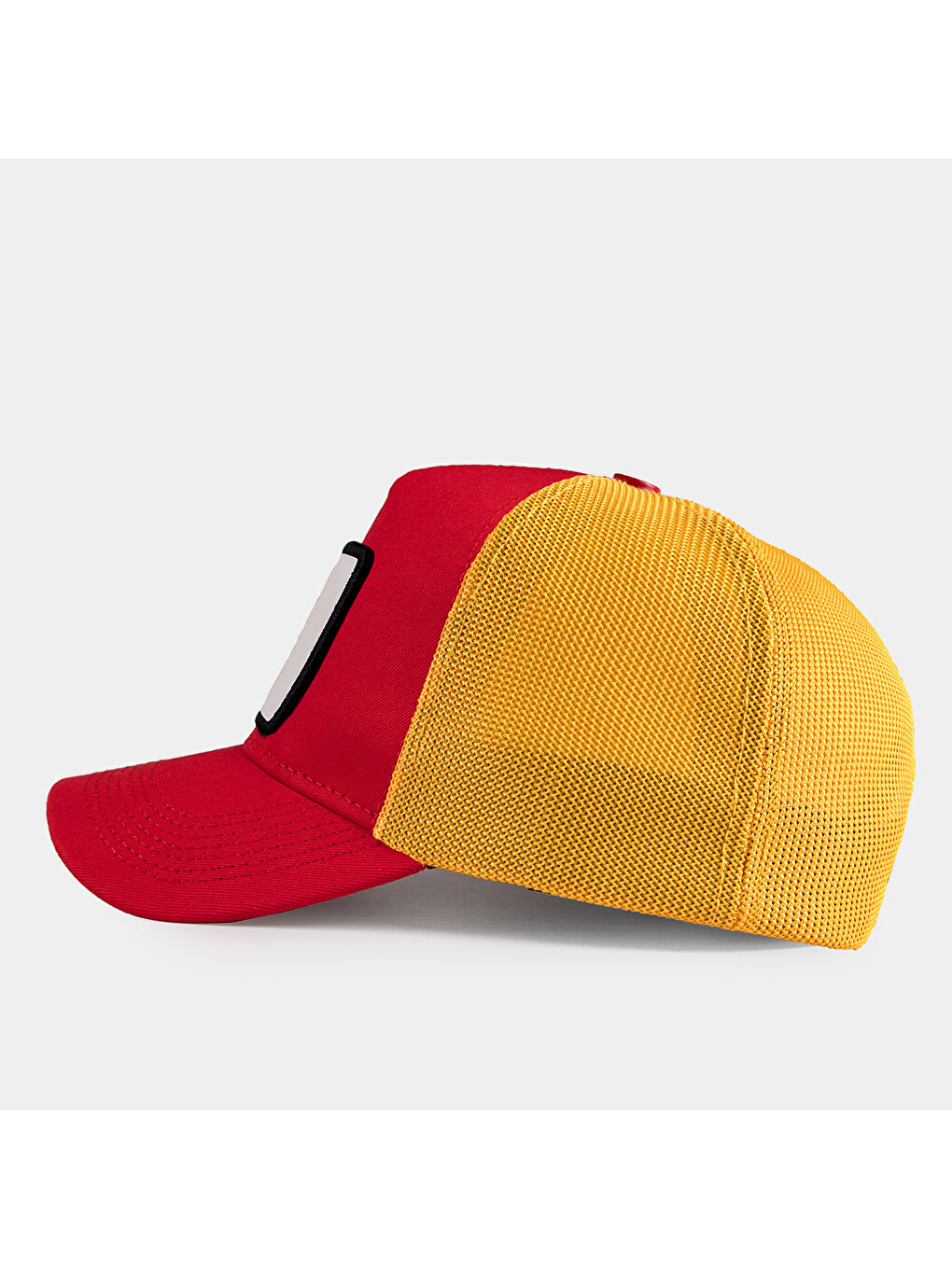 Beyaz V1 Trucker Aslan- 10BS Kod Logolu Unisex Kırmızı - Sarı Fileli Şapka (Cap)-3