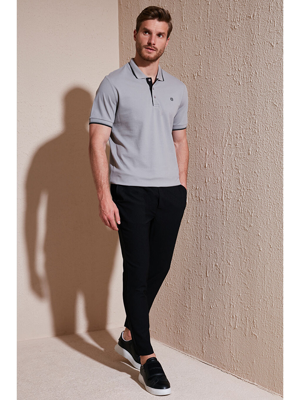 Ekru Pamuklu Slim Fit Şerit Detaylı Düğmeli Polo Yaka 3'lü Paket %100 Pamuk Tişört 5902118S3-4