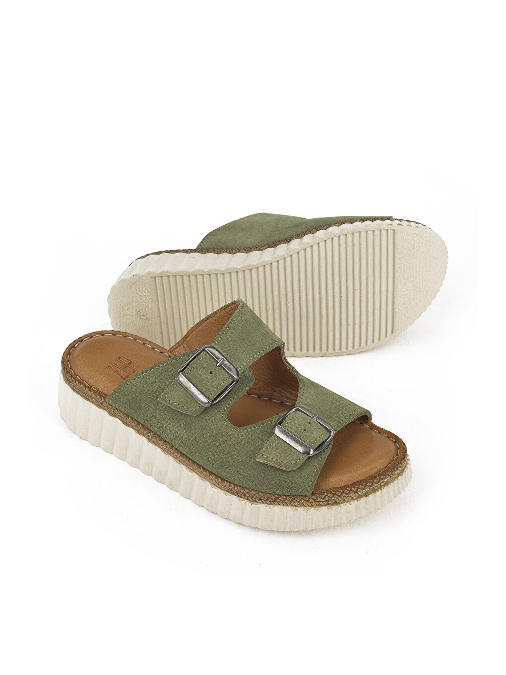 Kadın Hakiki Deri Terlik 1511008Z1882 Yeşil-3