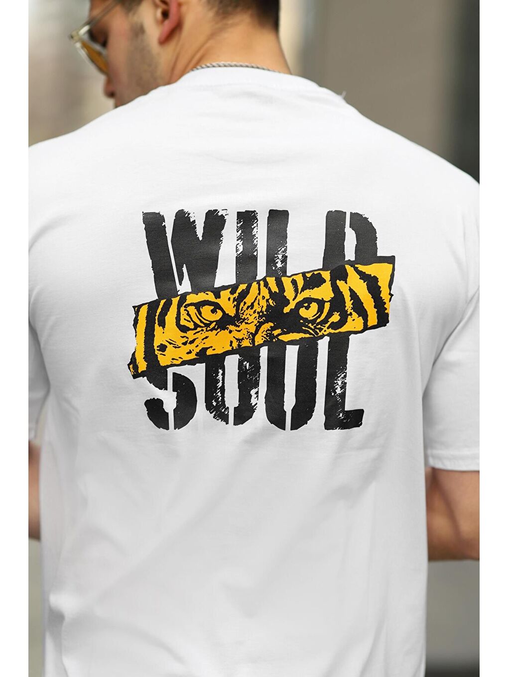 Beyaz Erkek Wild Soul Baskılı Oversize Tshirt-2