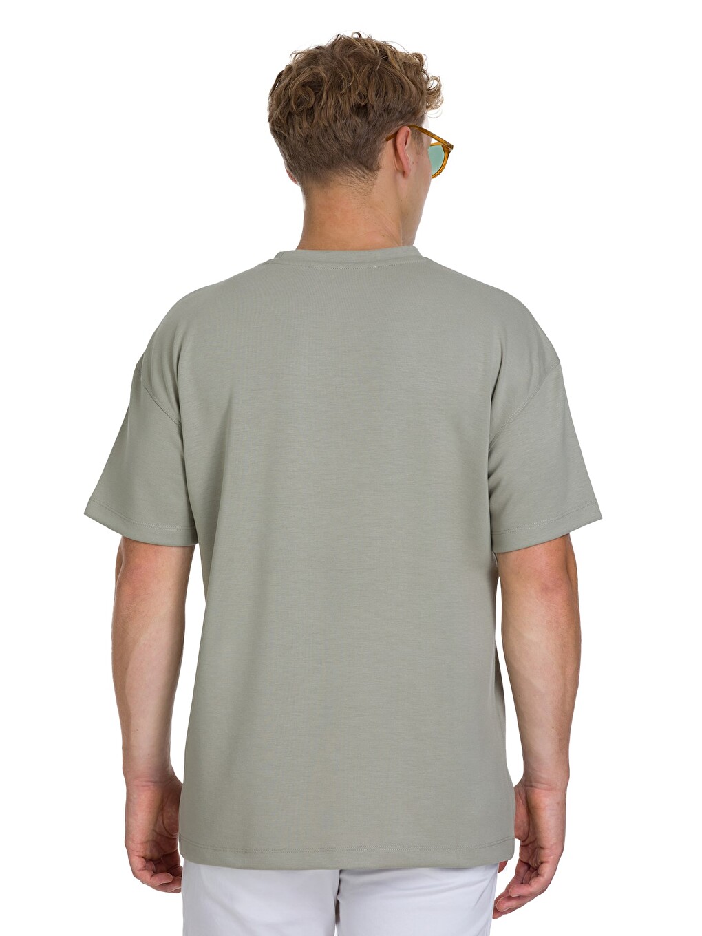 Haki Regular Fit Bisiklet Yaka Oversize Tişört-4