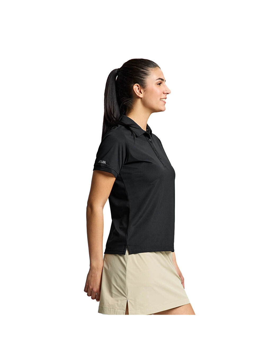 Ws Tech Pique Polo Kadın Siyah Tişört-1