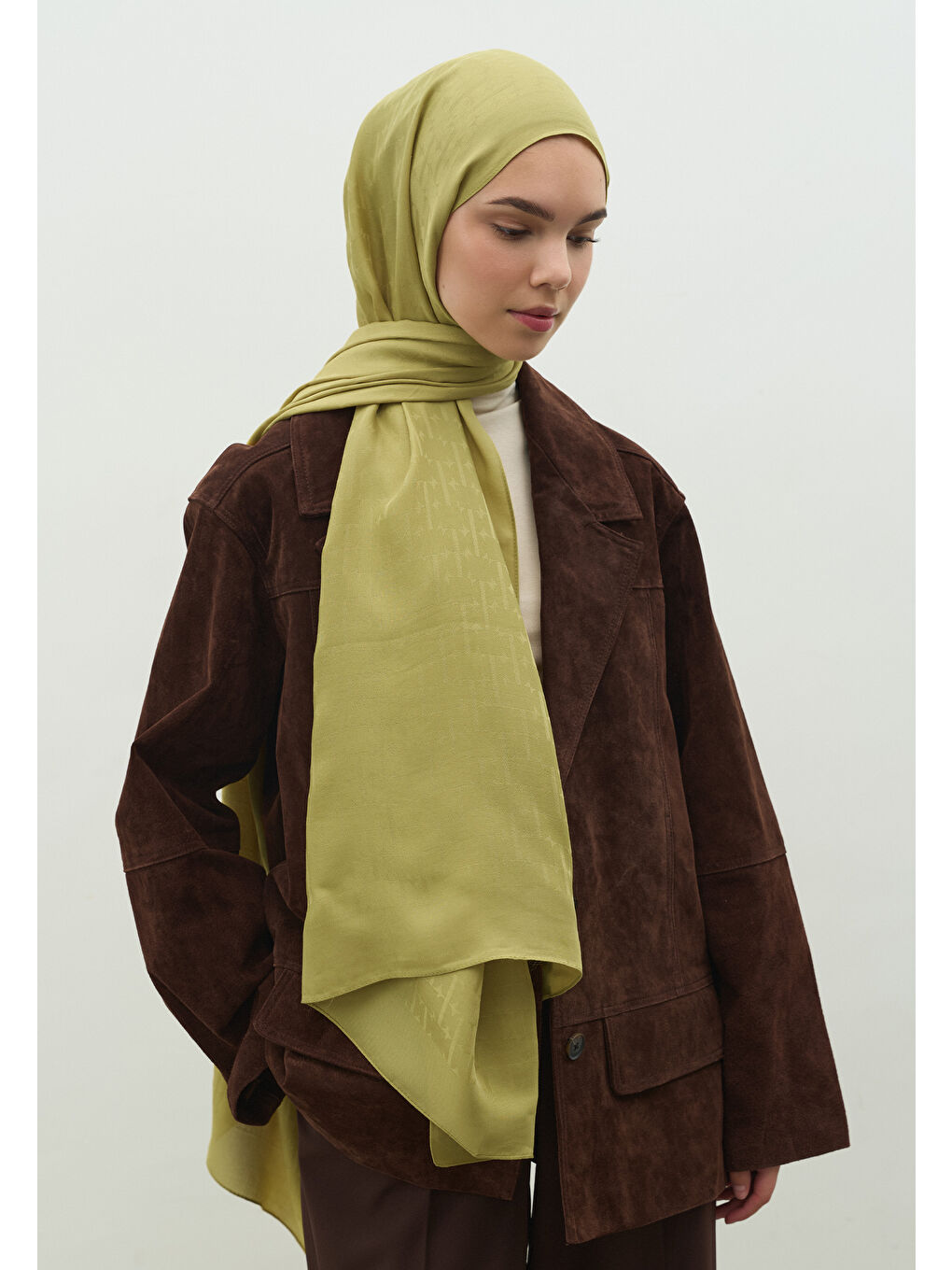 Sarı MONOGRAM PAMUK FLOŞ JAKARLI ŞAL TATLI SARI