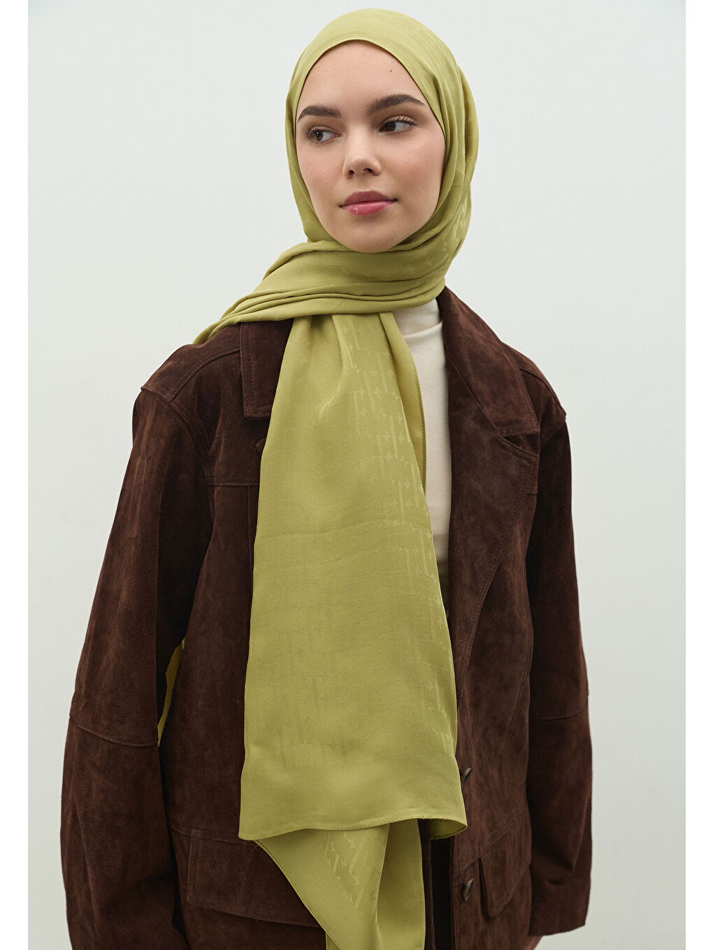 Sarı MONOGRAM PAMUK FLOŞ JAKARLI ŞAL TATLI SARI-1