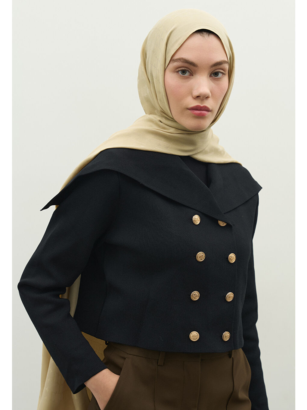 Bej MONOGRAM PAMUK FLOŞ JAKARLI ŞAL KUM-1