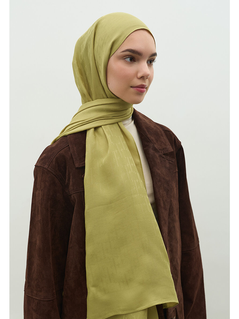 Sarı MONOGRAM PAMUK FLOŞ JAKARLI ŞAL TATLI SARI-2