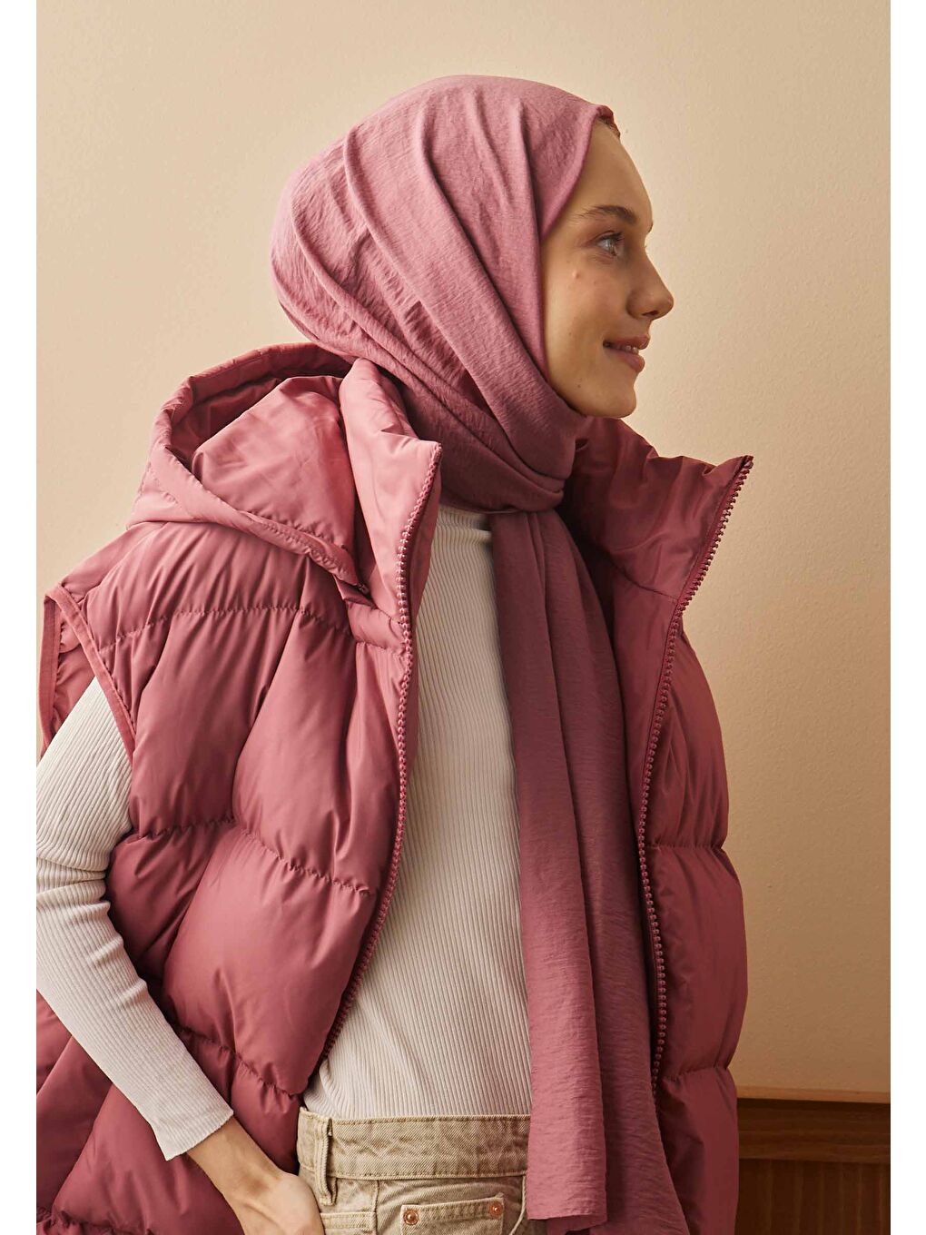 Pamuk Crash Şal Gül Pembe-3