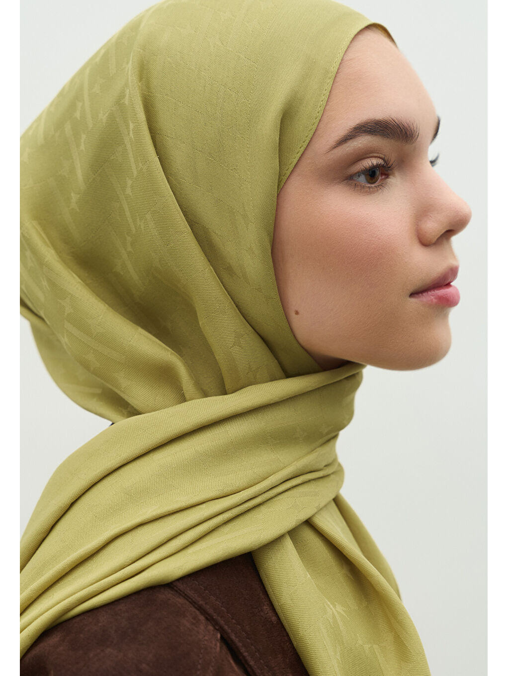 Sarı MONOGRAM PAMUK FLOŞ JAKARLI ŞAL TATLI SARI-3