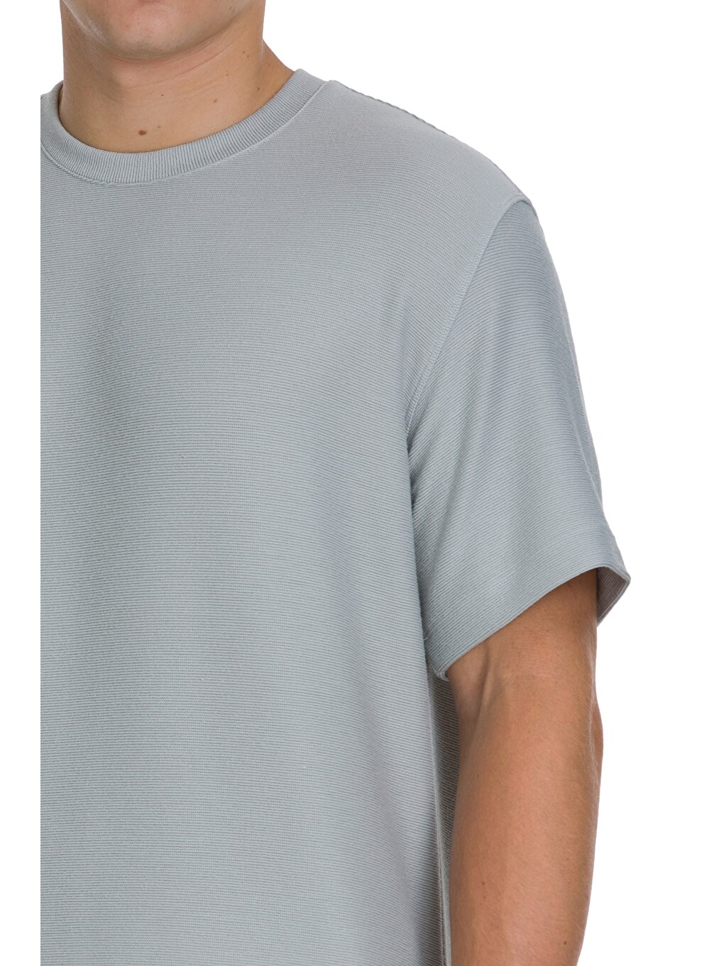 Gri Regular Fit Bisiklet Yaka Basic Tişört-3