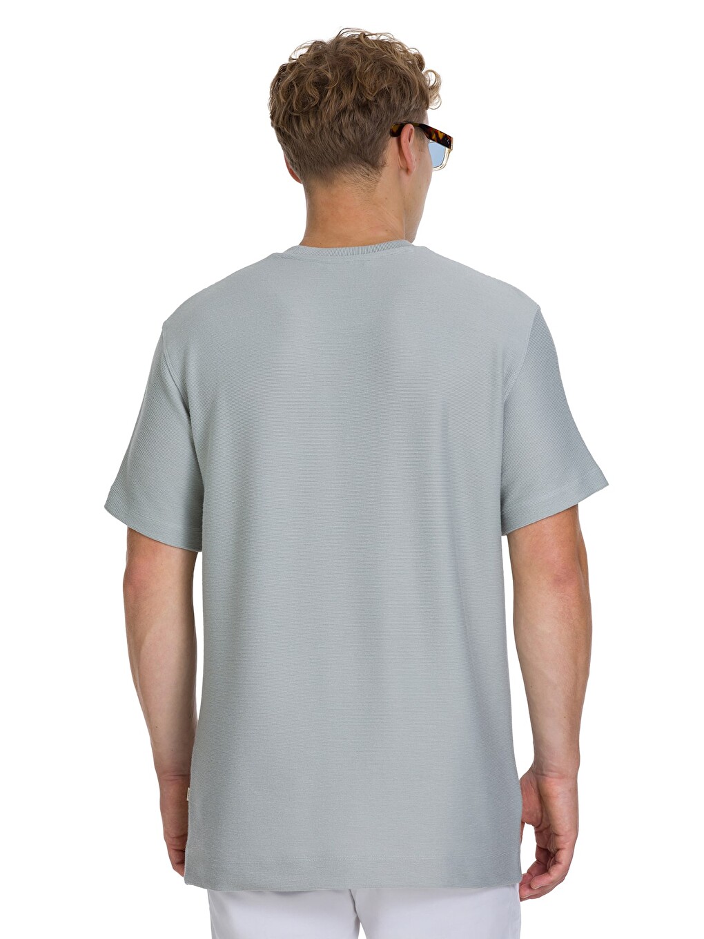 Gri Regular Fit Bisiklet Yaka Basic Tişört-4