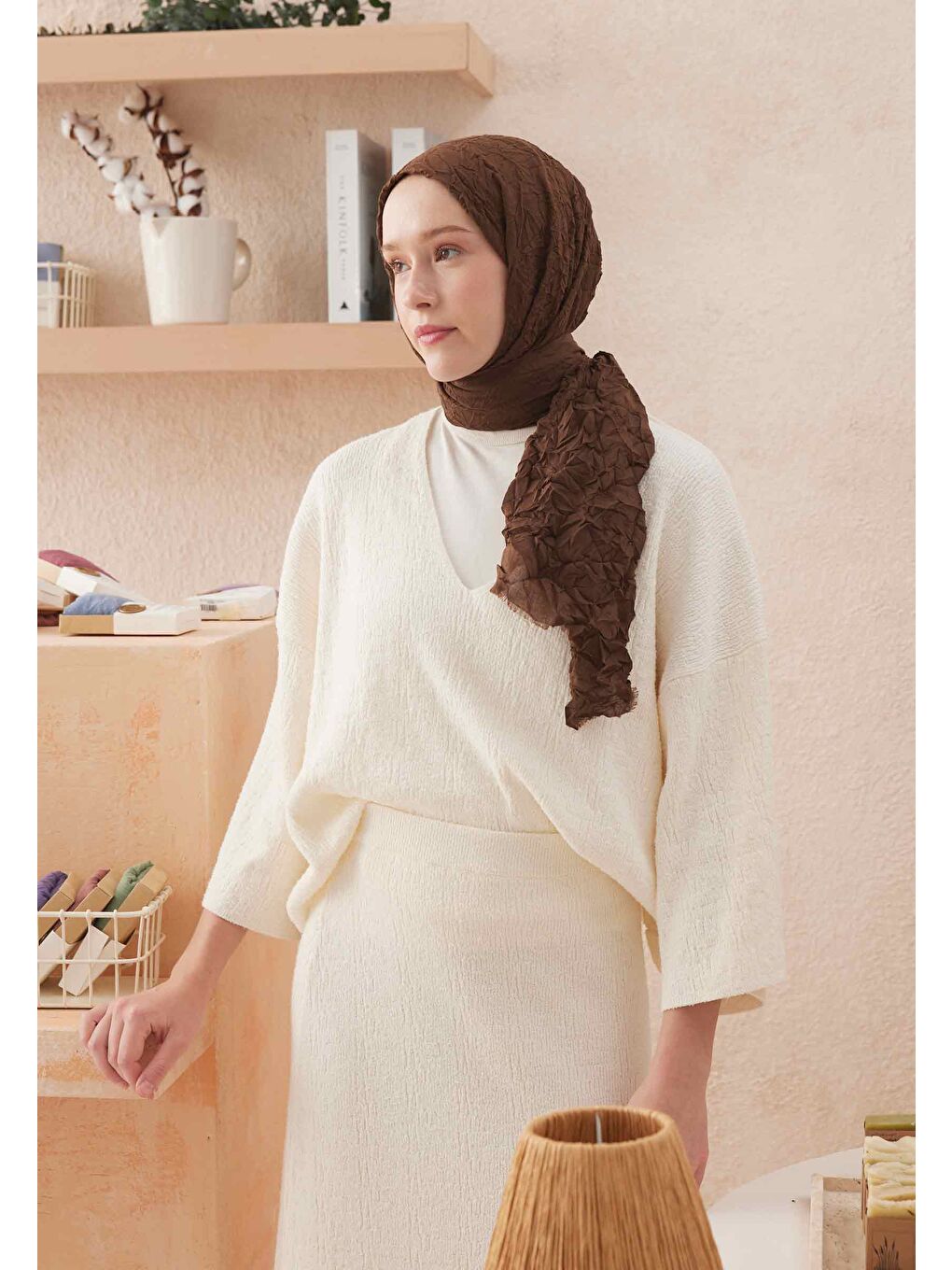 Kahverengi Vual Crash Şal Çikolata