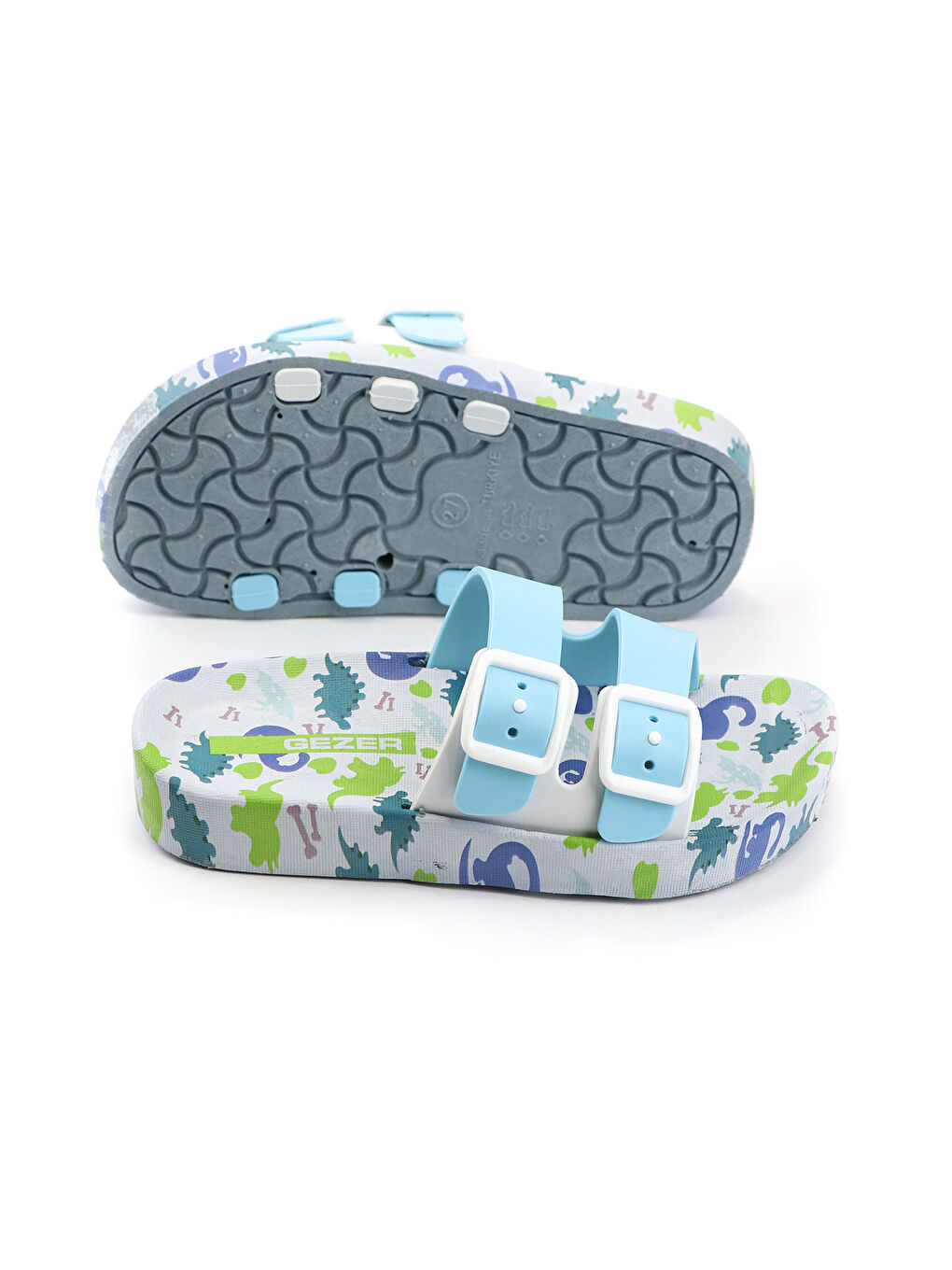 Mavi Yazlık İki Toka Kaydırmaz Taban Erkek Çocuk Terlik-3