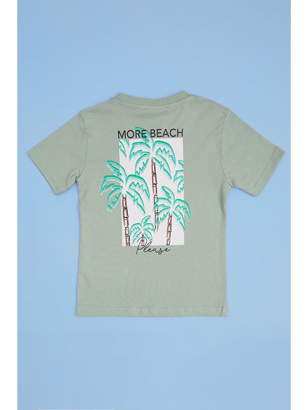 Yeşil More Beach Baskılı Erkek Çocuk Tişört-1