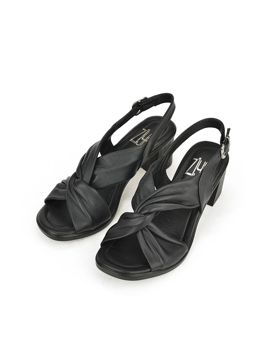 Kadın Hakiki Deri Topuklu Sandalet 1511020Z2213 Siyah