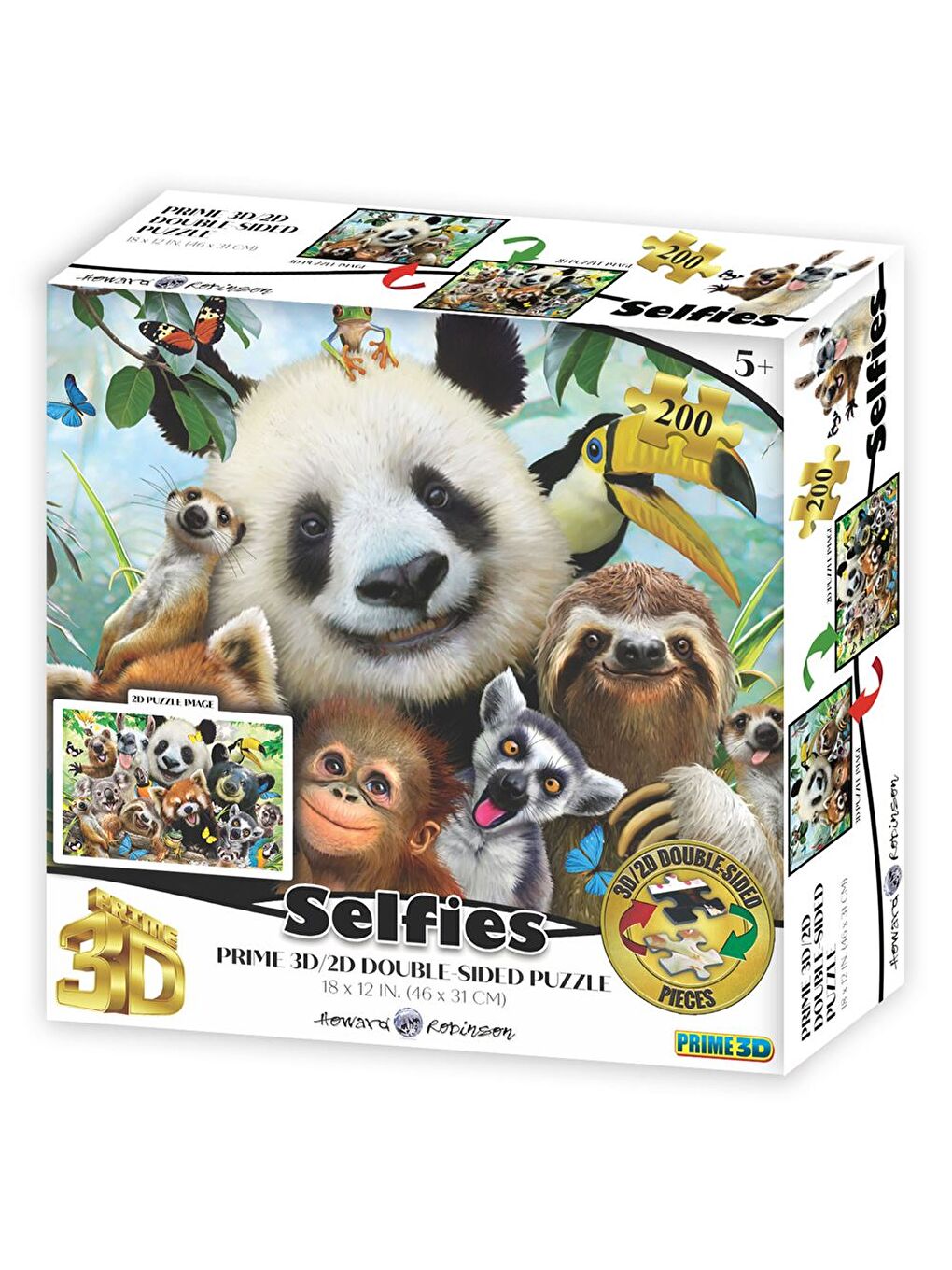 Sevimli Hayvanlar Selfie Çift Taraflı Puzzle 200 Parça 37559