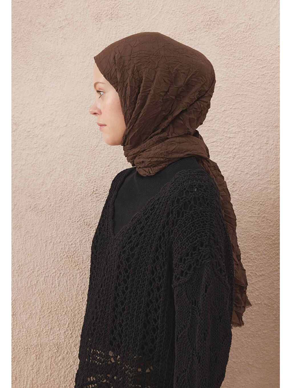 Kahverengi Vual Crash Şal Kakao