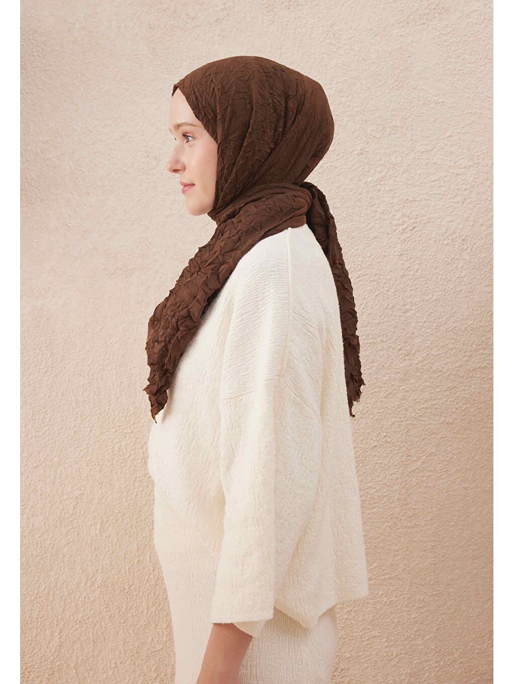 Kahverengi Vual Crash Şal Çikolata-3