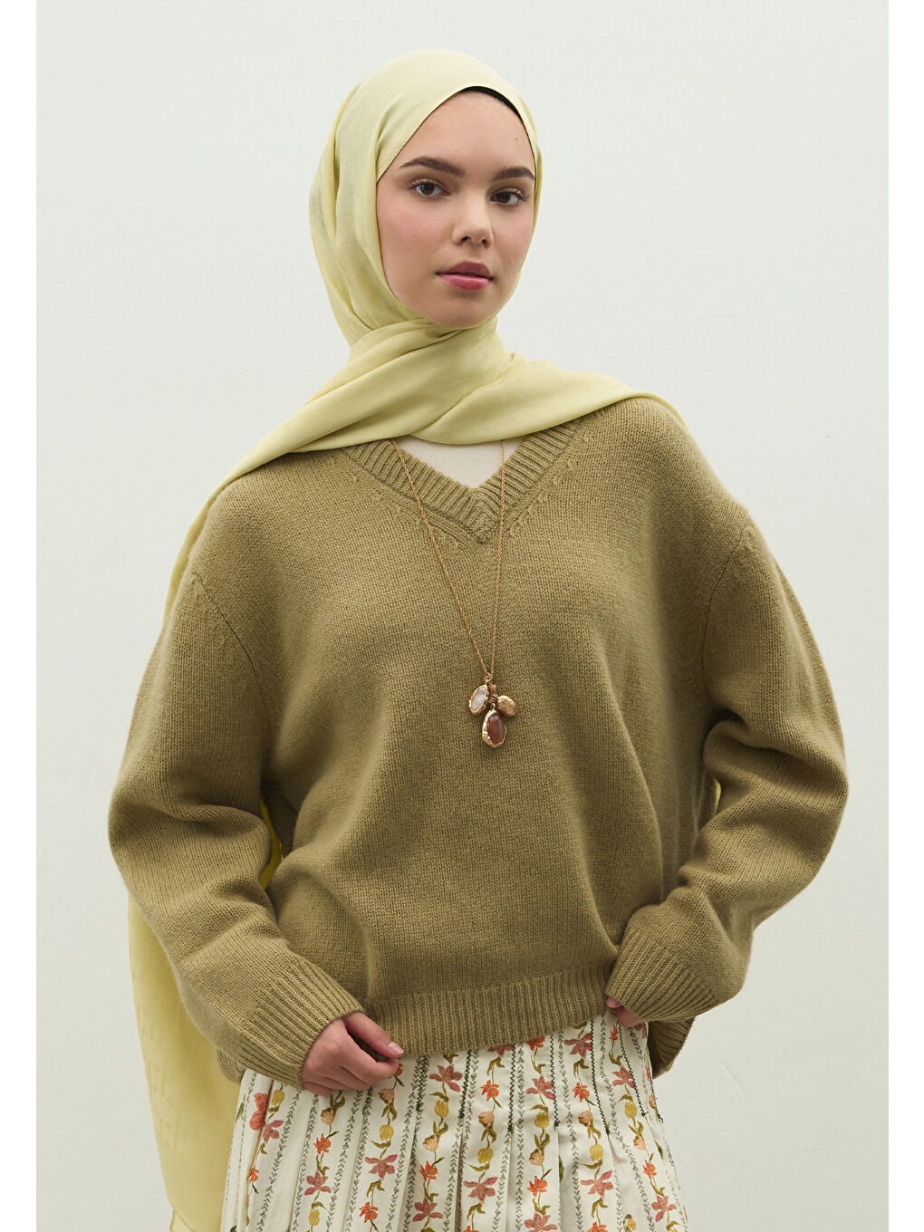 Sarı MONOGRAM PAMUK FLOŞ JAKARLI ŞAL SOFT SARI