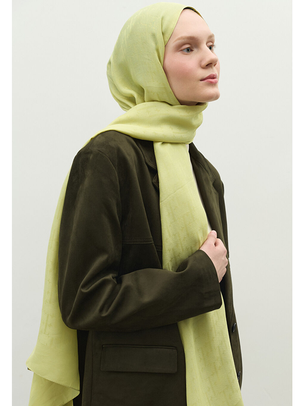 Yeşil MONOGRAM PAMUK FLOŞ JAKARLI ŞAL ADAÇAYI