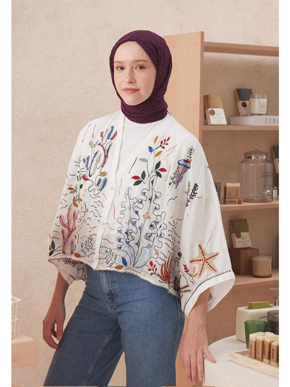 Vual Crash Şal Patlıcan Moru-1