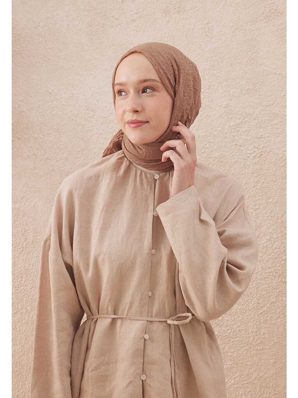 Kahverengi Vual Crash Şal Soğan Kabuğu