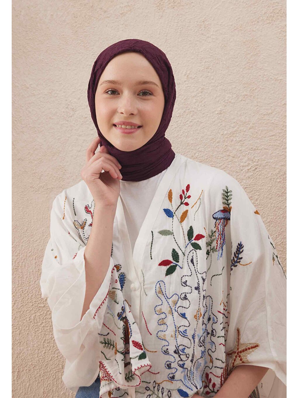 Vual Crash Şal Patlıcan Moru-2