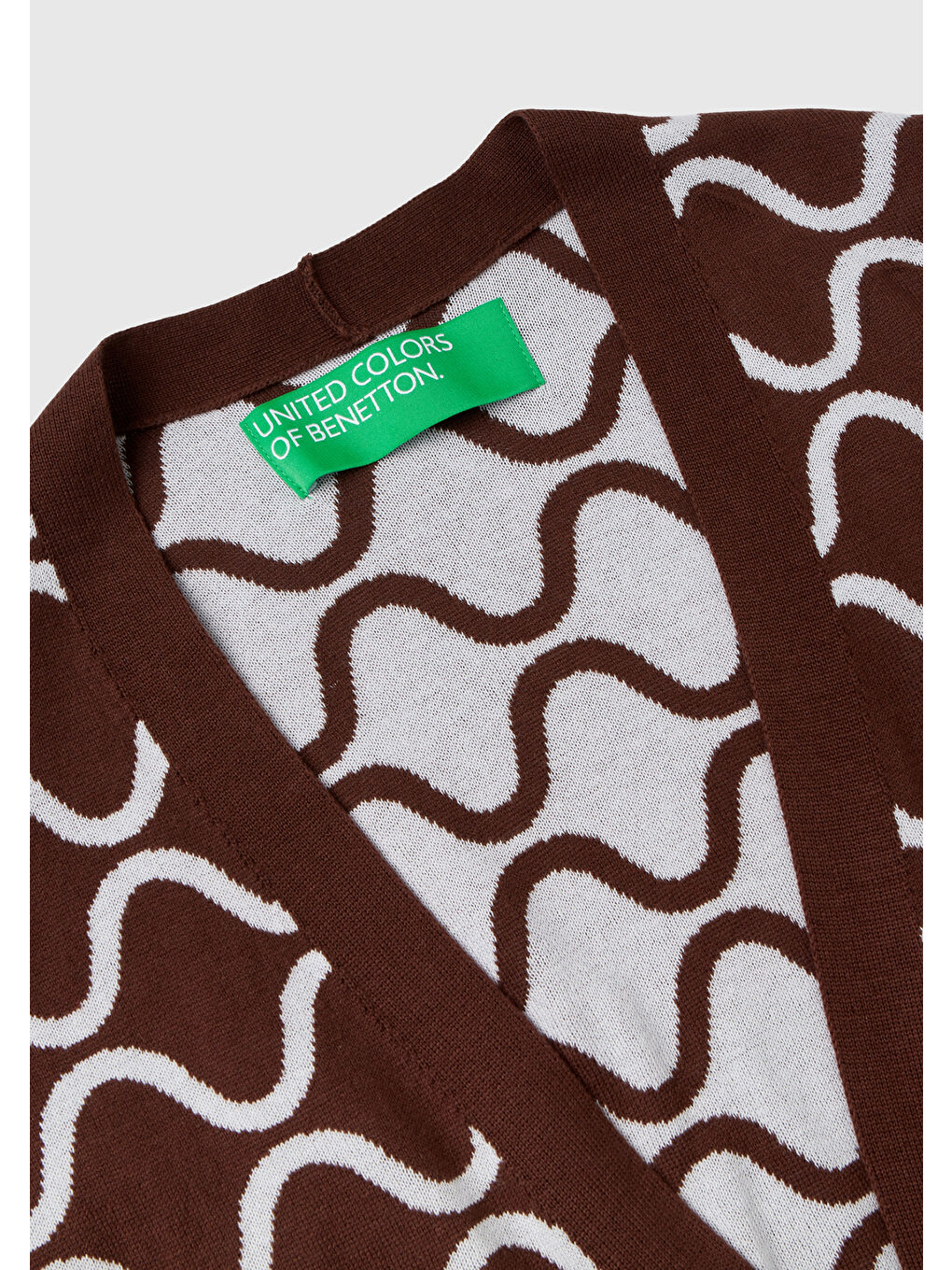 Kadın Kahverengi 100 Pamuk Baklava Desenli Hırka-5