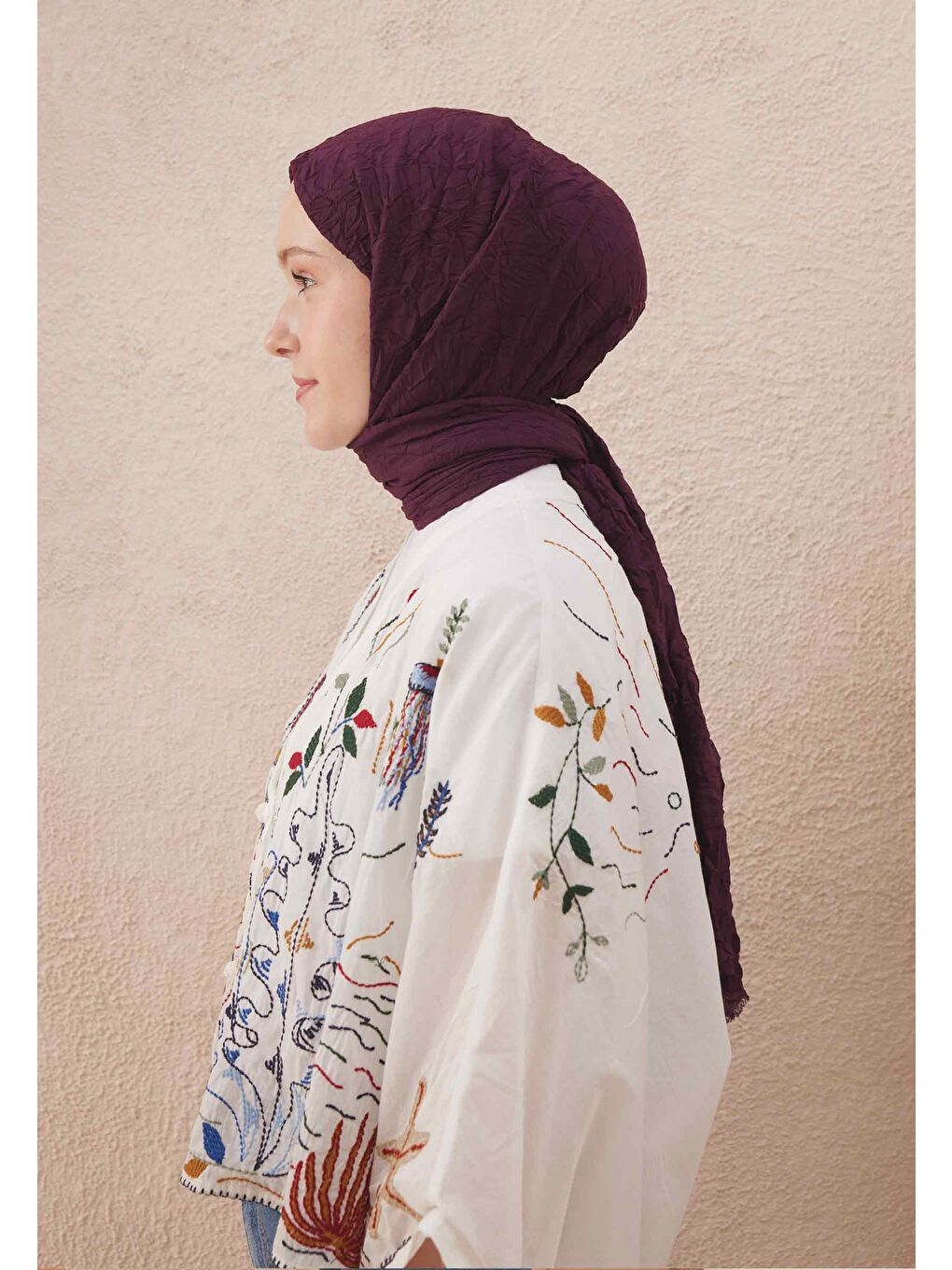 Vual Crash Şal Patlıcan Moru-3