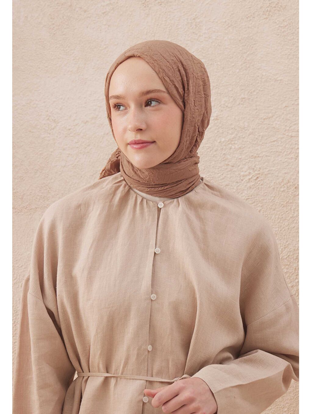 Kahverengi Vual Crash Şal Soğan Kabuğu-1