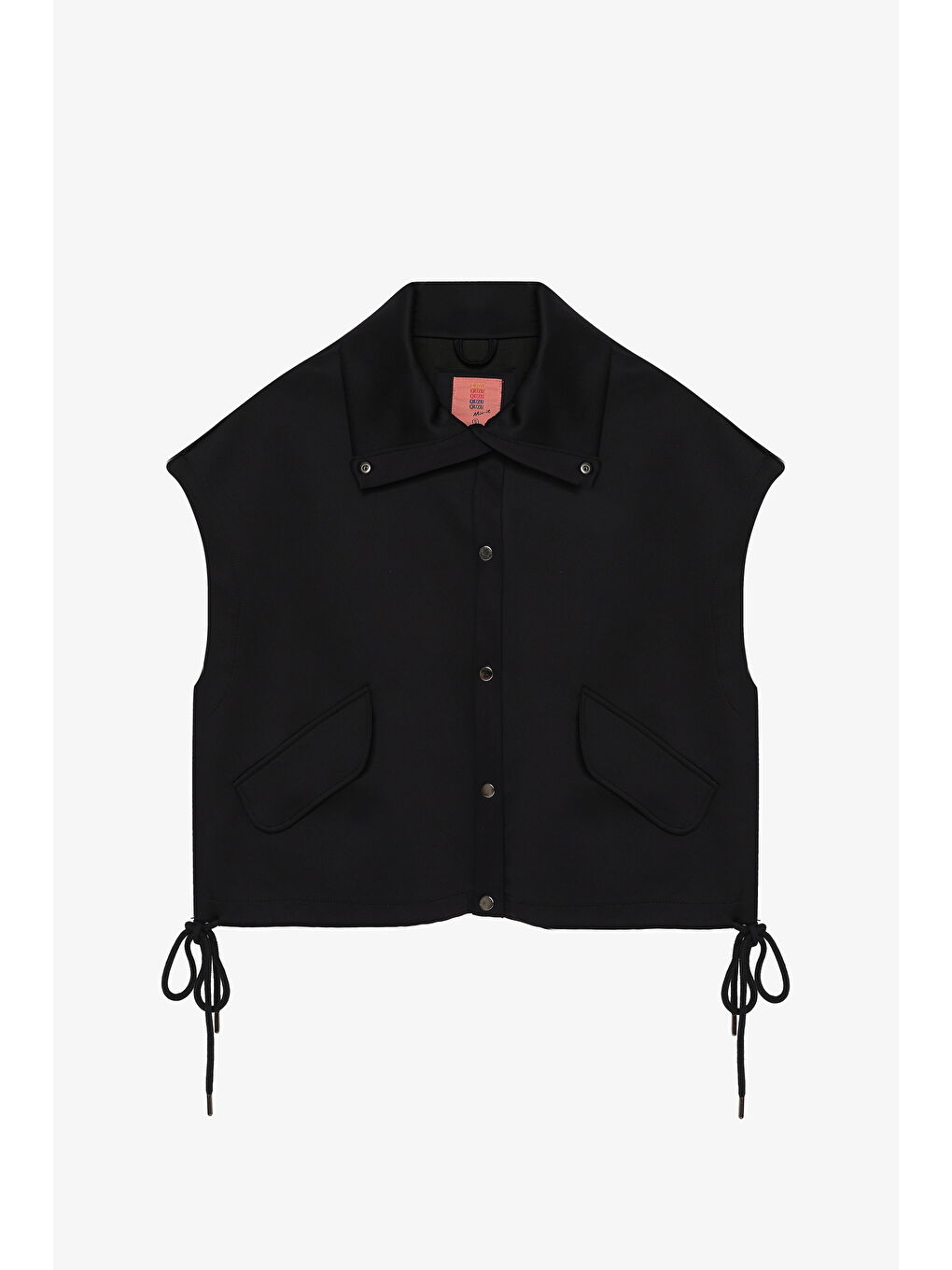 Çıtçıt Düğmeli Cepli Yumuşak Dokulu Oversize Yelek Siyah