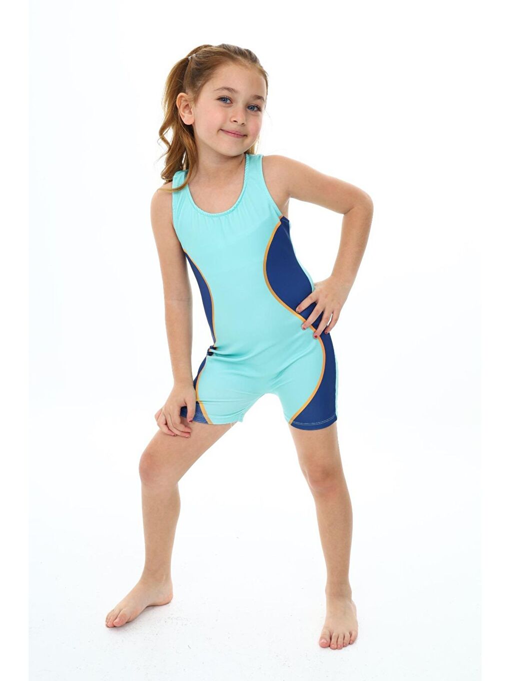 Turkuaz Kız Çocuk Deniz Yüzücü Mayosu-1