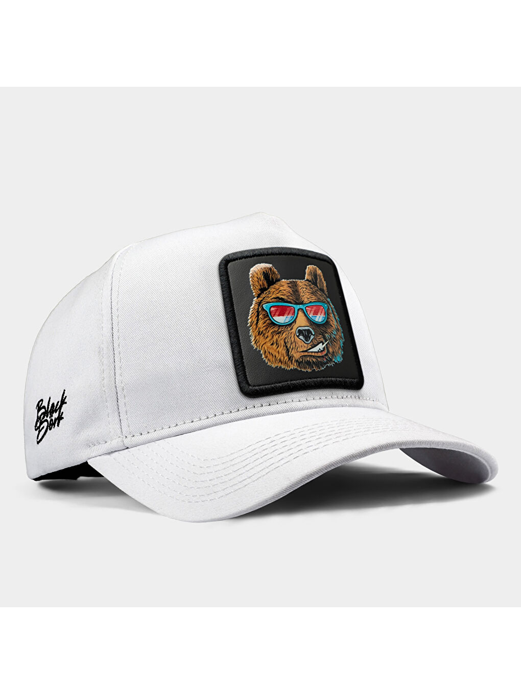 BlackBörk Kahverengi V1 Baseball Ayı - 3 Kod Logolu Unisex Beyaz Şapka (Cap)