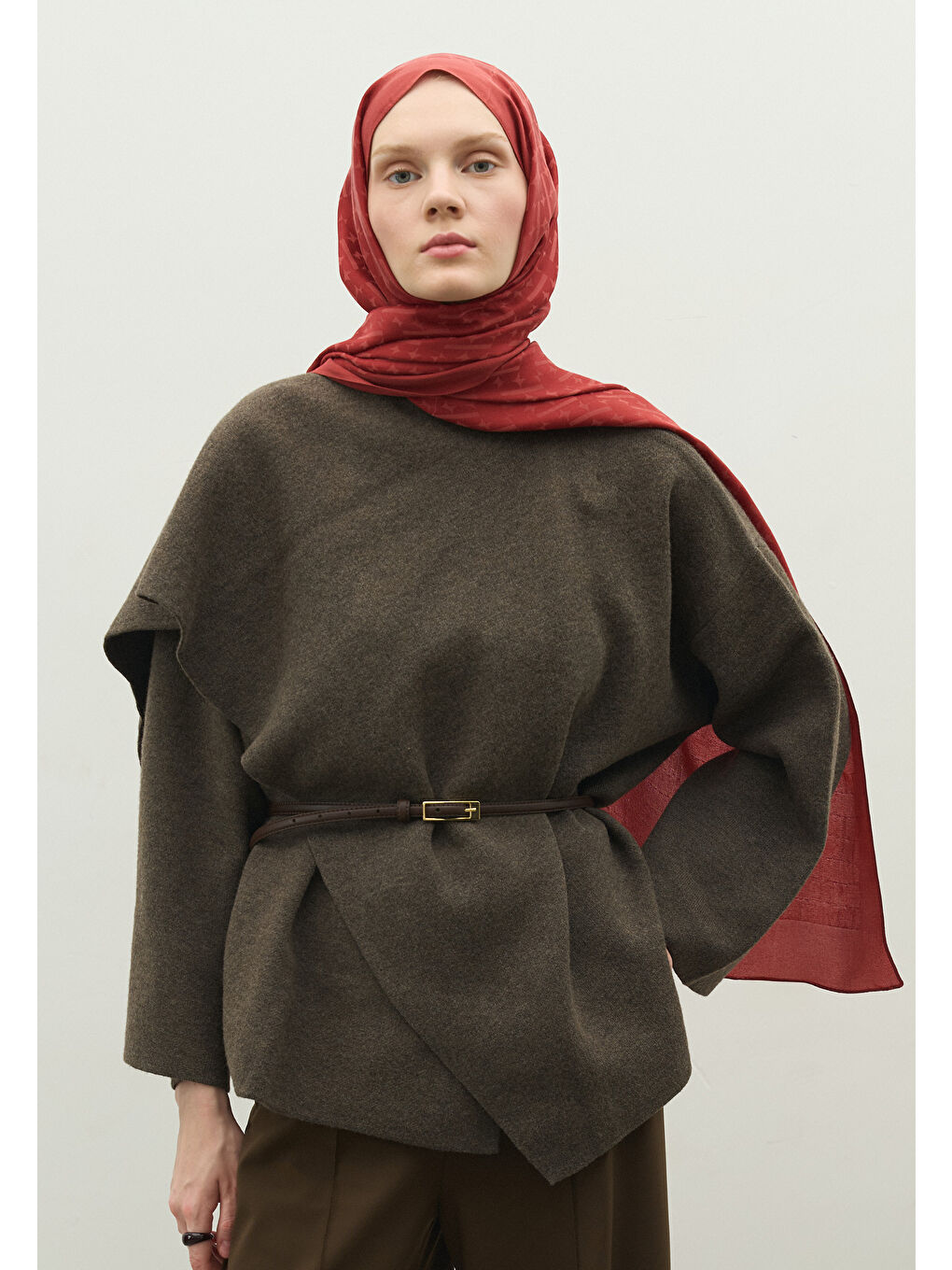 Kırmızı MONOGRAM PAMUK FLOŞ JAKARLI ŞAL SOFT KIRMIZI