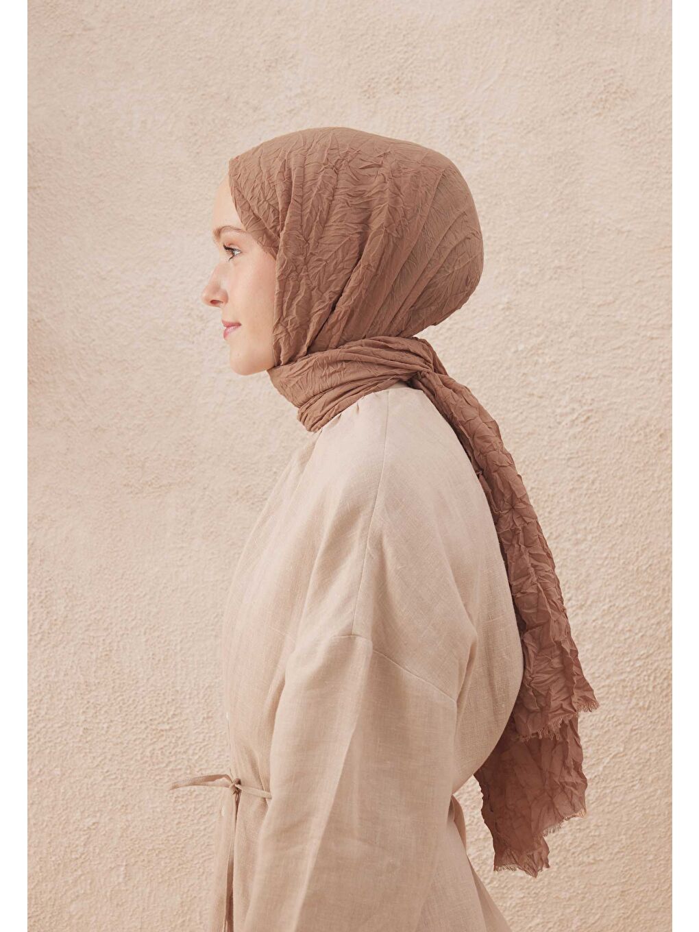 Kahverengi Vual Crash Şal Soğan Kabuğu-3