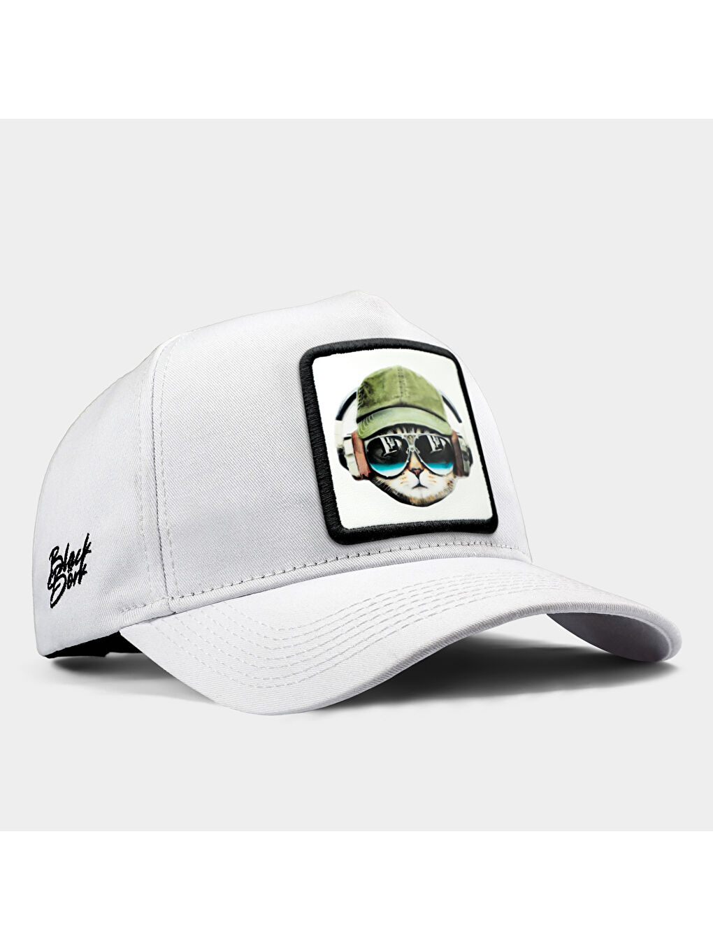 BlackBörk Bej V1 Baseball Kedi - 2 Kod Logolu Unisex Beyaz Şapka (Cap)