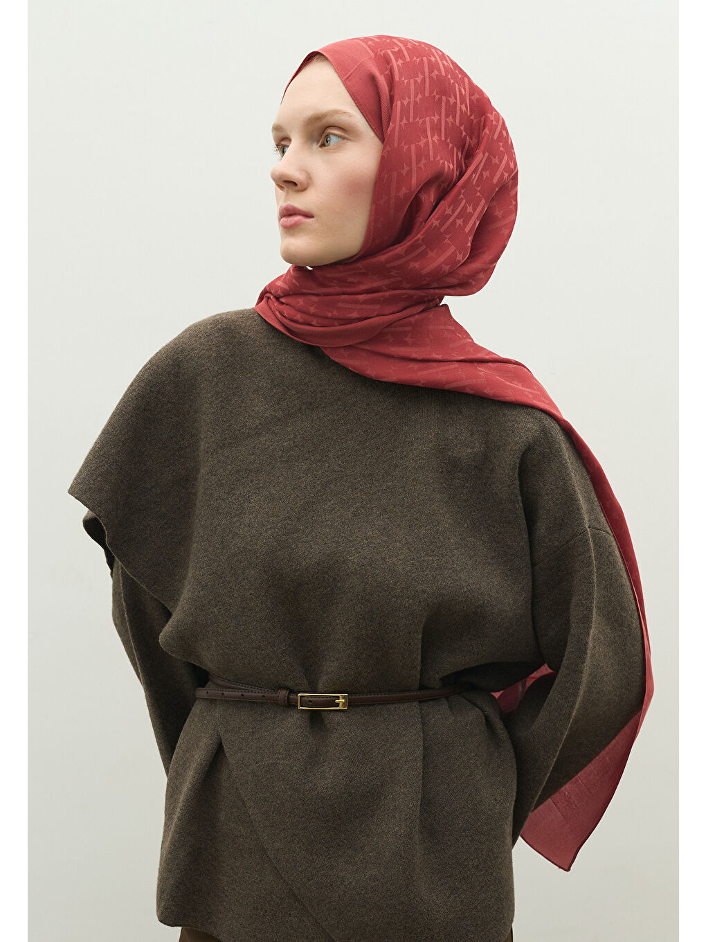 Kırmızı MONOGRAM PAMUK FLOŞ JAKARLI ŞAL SOFT KIRMIZI-1