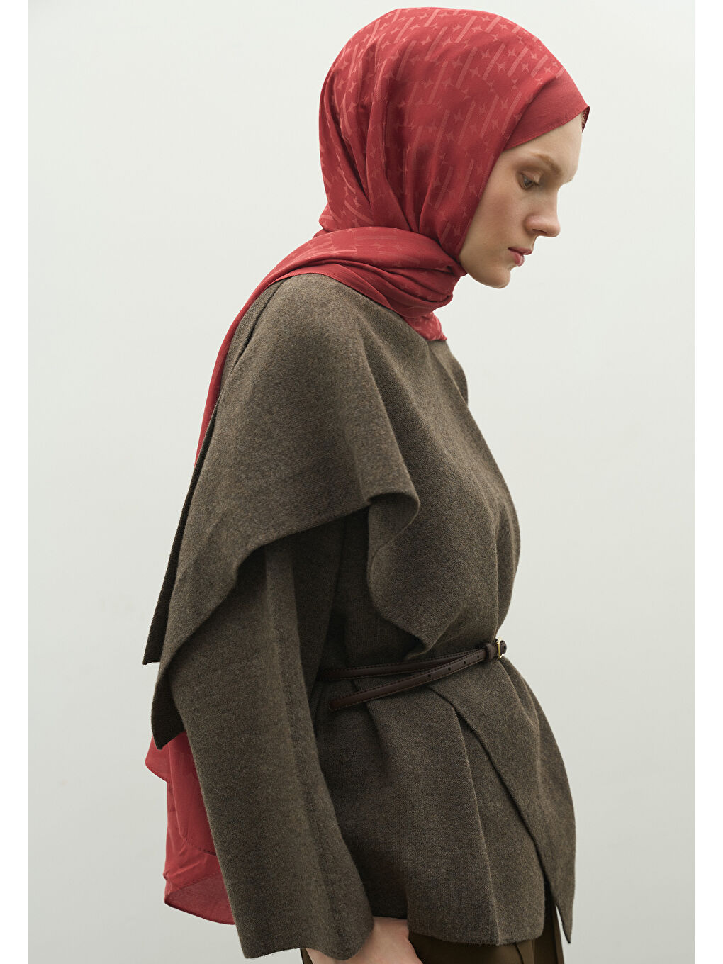 Kırmızı MONOGRAM PAMUK FLOŞ JAKARLI ŞAL SOFT KIRMIZI-3