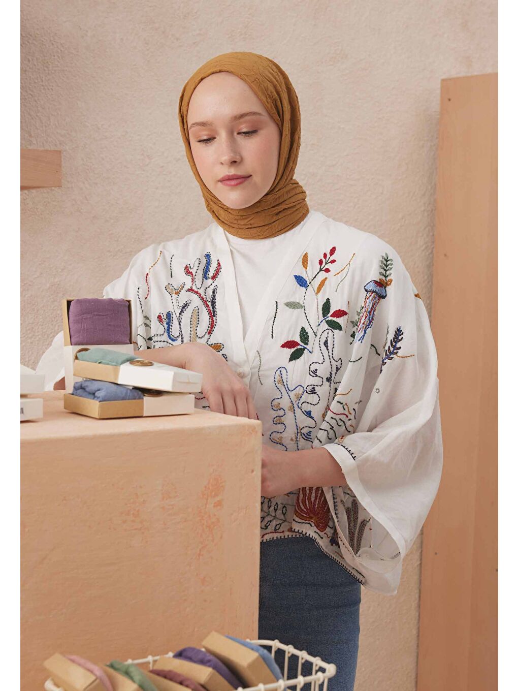 Kahverengi Vual Crash Şal Sütlü Kahve-2