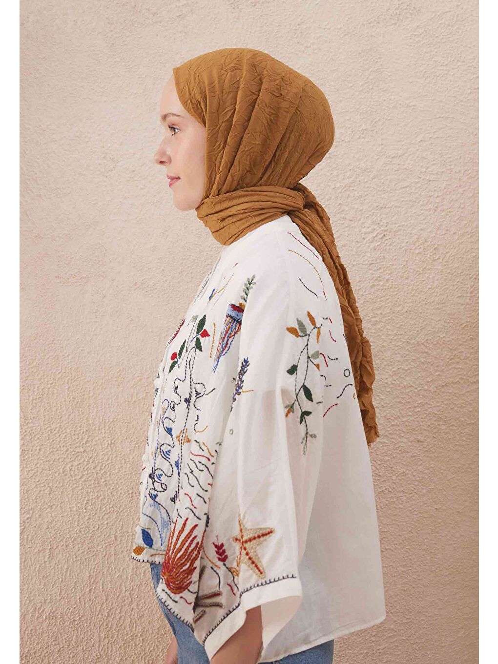 Kahverengi Vual Crash Şal Sütlü Kahve-3