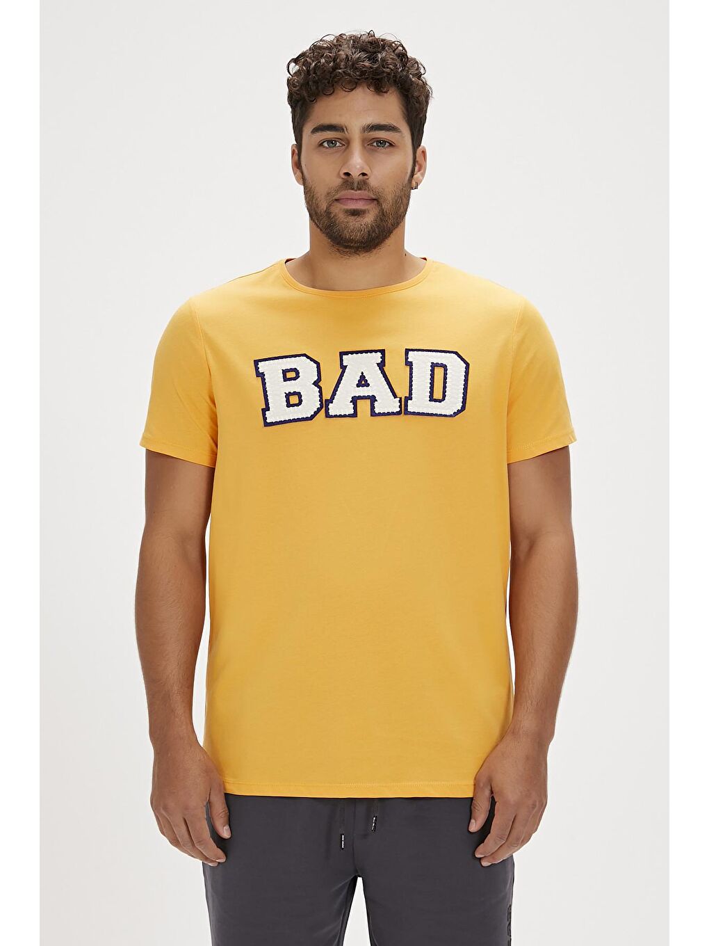 Bad Bear Sarı Felt Sarı Baskılı Erkek Tişört - 4