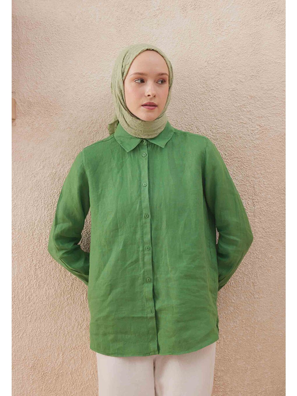 Vual Crash Şal Pastel Yeşil-3