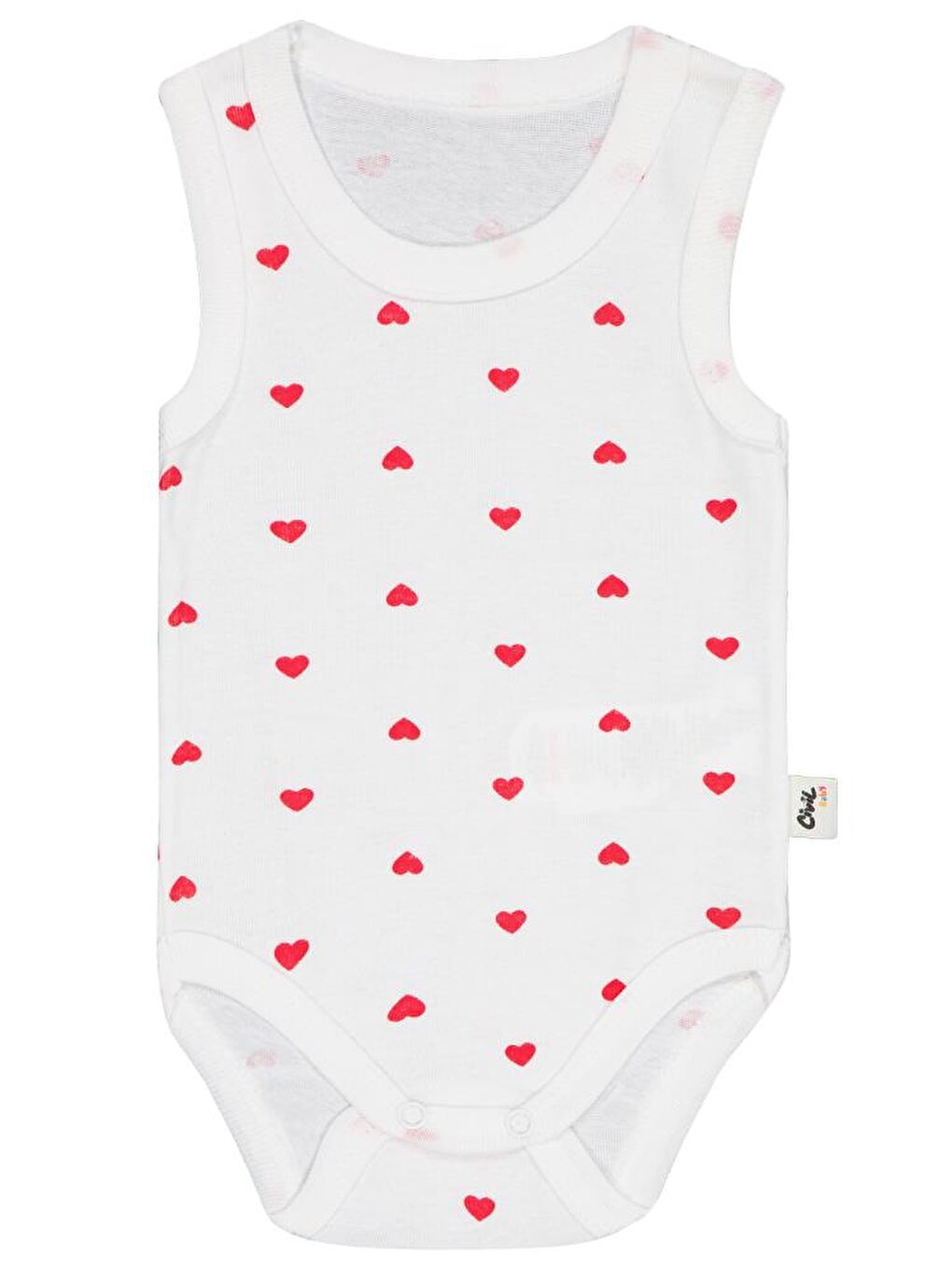 Baby Kalp Baskılı 1-36 Ay Çıtçıtlı Badi - Ekru 1-3 Ay